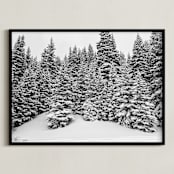 "More Trees in the Snow " - Art Print in Crow Black by Nicole Simms - Framed