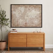 "Vintage world map with sea monsters" - Art Print in Sepia by Rosana Laiz Blursbyai - In a Room
