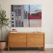 "View out San Francisco MOMA window" - Art Print in rusty beige by Valerie Hamill - In a Room