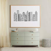 "Linear Cityscape" - Art Print in Black by Daniela - In a Room