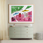 "City State of Mind" - Art Print in Flamingo Pink by Jordan Sondler - In a Room