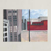 "View out San Francisco MOMA window" - Art Print in rusty beige by Valerie Hamill - Unframed