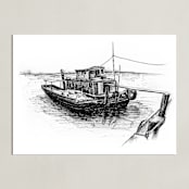 "Another Sketchy Boat " - Art Print in Sketchy by Tung Tram - Unframed