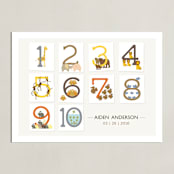 "Let's Count" - Personalized Art Print in Latte by Bella Expressions-Linda Birtel - Unframed