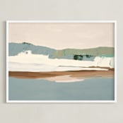 "Slate Gray Seascape" - Art Print in Slate Gray Blue by Caryn Owen - Framed