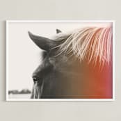 "Pink Pony" - Art Print in gray by ALICIA BOCK - Framed