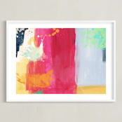 "Colorful Expression I" - Art Print in Magical Red by Carmen Guedez - Framed