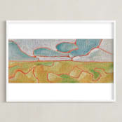 "Open Sky" - Art Print in Sky blue by Mary Annis Veazey - Framed