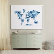 "Little Big World Map" - Art Print in Bluebell by Jessie Steury - In a Room