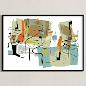 "fairview 1954" - Art Print in seafoam green by edwin wade - Framed