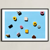 "Liquorice" - Art Print in Pool blue by Laura Garner - Framed