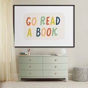 "Go Read a Book" - Art Print in Terra Cotta by Rachel K. Swanson - In a Room