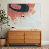 "Orange Abstraction" - Art Print in Coral Orange by Kirsta Benedetti - In a Room