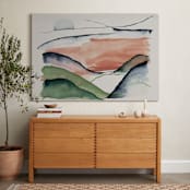 "Abstract Sunrise in the Hills" - Art Print in Blush by Janelle Cunningham - In a Room