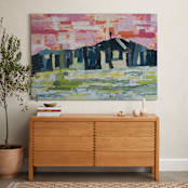 "View of Our Mountain" - Art Print in Sunset Pink by Kristin John - In a Room
