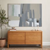 "Patchwork abstract" - Art Print in Neutral Linen by Betsyness Studio - In a Room