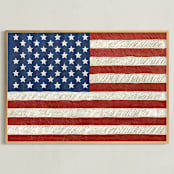 "Rustic American Flag" - Art Print in Navy Blue by Amy Marsh - Framed
