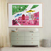 "City State of Mind" - Art Print in Flamingo Pink by Jordan Sondler - In a Room