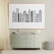 "Linear Cityscape" - Art Print in Black by Daniela - In a Room