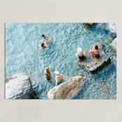 "Sunbathers" - Art Print in Turquoise by Jennifer Jacobson - Unframed
