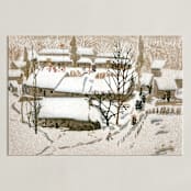 "Morning Snow" - Art Print in Brown Yellow by Zhihua Tu - Unframed
