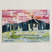 "View of Our Mountain" - Art Print in Sunset Pink by Kristin John - Unframed