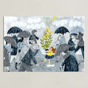 "There is sunshine after the rain" - Art Print in Raincoat by Caroline Bonne Muller - Unframed