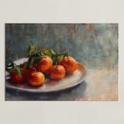"Oranges on a Plate" - Art Print in Clementine by Wendy Keller - Unframed
