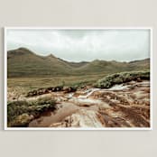 "Scottish Stream" - Art Print in Scottish Greens by Lisa Moore - Framed