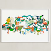"Green Hills" - Art Print in Verdant Green by Erin McCluskey Wheeler - Framed