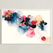"Bloom Mixer" - Art Print in Sapphire Blue by Three Kisses Studio - Framed