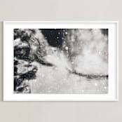 "At the Pond in Winter" - Art Print in Velvet Black by Jacquelyn Sloane Siklos - Framed
