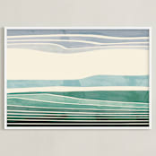 "Horizon 2" - Art Print in Aqua by Tatjana Koraksic - Framed
