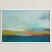 "Morning Walk II" - Art Print in Teal by AlisonJerry - Framed