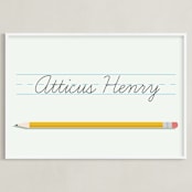 "The Write Stuff" - Personalized Art Print in Mint by Sarah Cohn - Framed