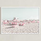 "Miami Pink Beach" - Art Print in Millennial Pink by Heather Loriece - Framed