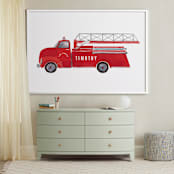 "Vintage FireTruck" - Personalized Art Print in Flame by frau brandt - In a Room