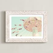 "Sky Coasters" - Art Print in Teal by Stephanie Sherman - Framed