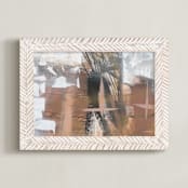 "Neutral Mist and Star Series 1" - Art Print in Neutral Beige by Angela Simeone - Framed