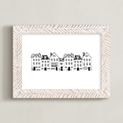 "Village Life" - Art Print in Black by TM Stationery - Framed