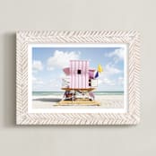 "Pastel Pink Beach Tower" - Art Print in Pastel Pink by Bree Madden - Framed