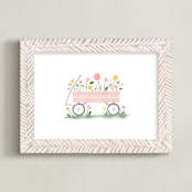 "Flowers in a Wagon" - Art Print in blossom by Jen Tips - Framed