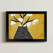 "Drawn to Bloom " - Art Print in Mustard by Tanya Lee Design - Framed
