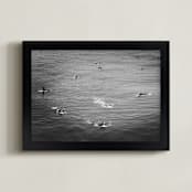 "Surfing at Huntington" - Art Print in Deep Sea by Sherley Ferreira - Framed