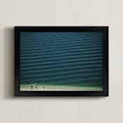 "X Four People On The Beach" - Art Print in Sea Green by Andy Mars - Framed