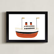 "Schooner II" - Personalized Art Print in Crimson by Maja Cunningham - Framed