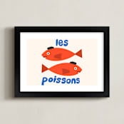 "French Fish" - Art Print in Scarlet by Morgan Kendall - Framed