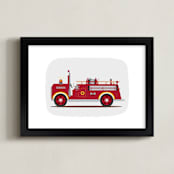 "Red Fire Truck #2" - Art Print in Vintage Engine red by Rebecca Marchese - Framed