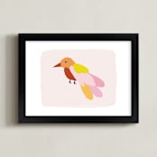 "Bird No. 2" - Art Print in Bubble Gum by Morgan Kendall - Framed