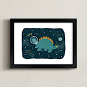 "Dinos in space 2" - Art Print in Jurassic by Annie Holmquist - Framed